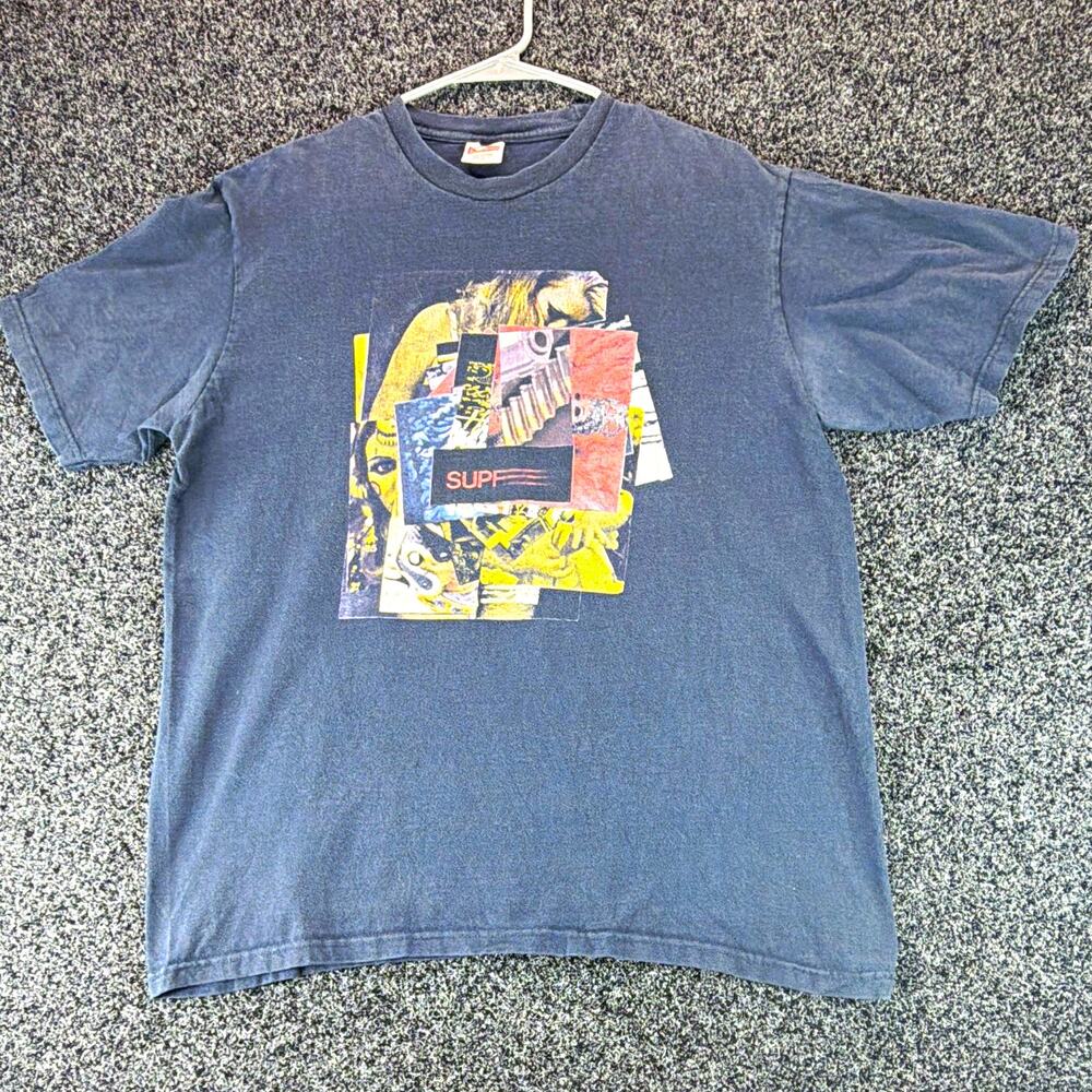 Supreme Logo Graphic Men's Gray Crew Neck Short Sleeve Knit T-Shirt Regular M